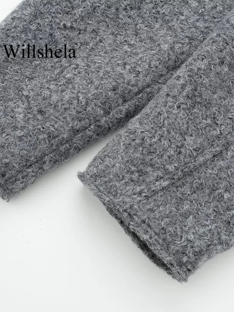 Grey Front-Zip Lapel Jacket
