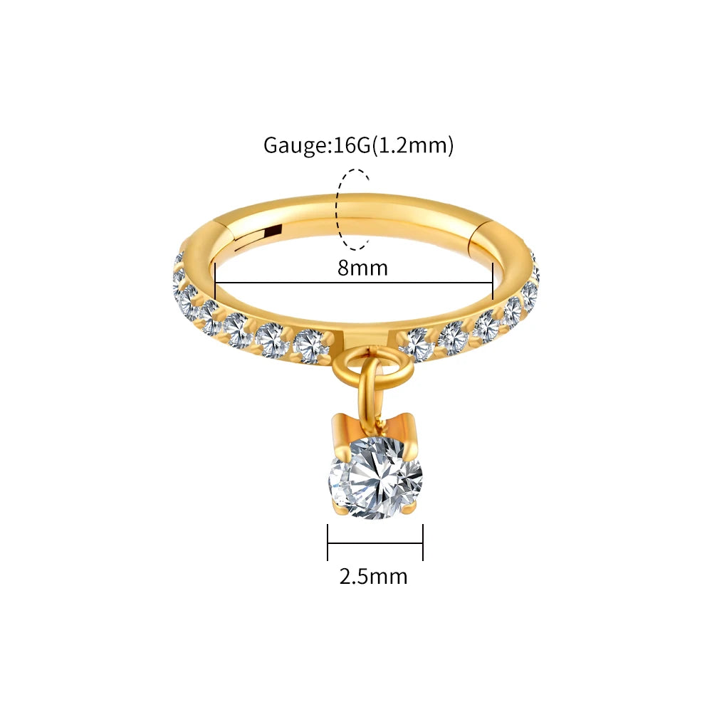 Titanium CZ Hoop Piercing Ring