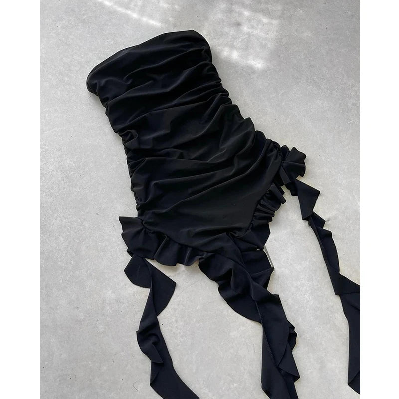 Floral High-Slit Backless Mini Dress