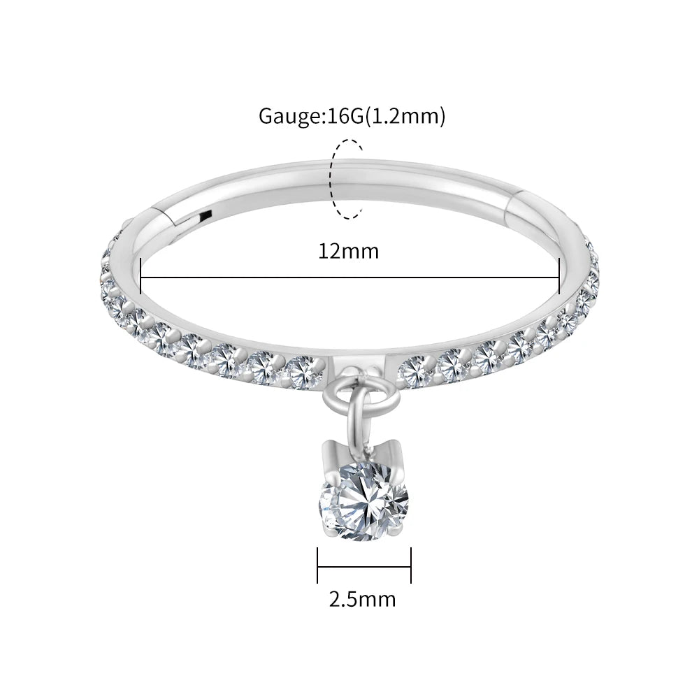 Titanium CZ Hoop Piercing Ring