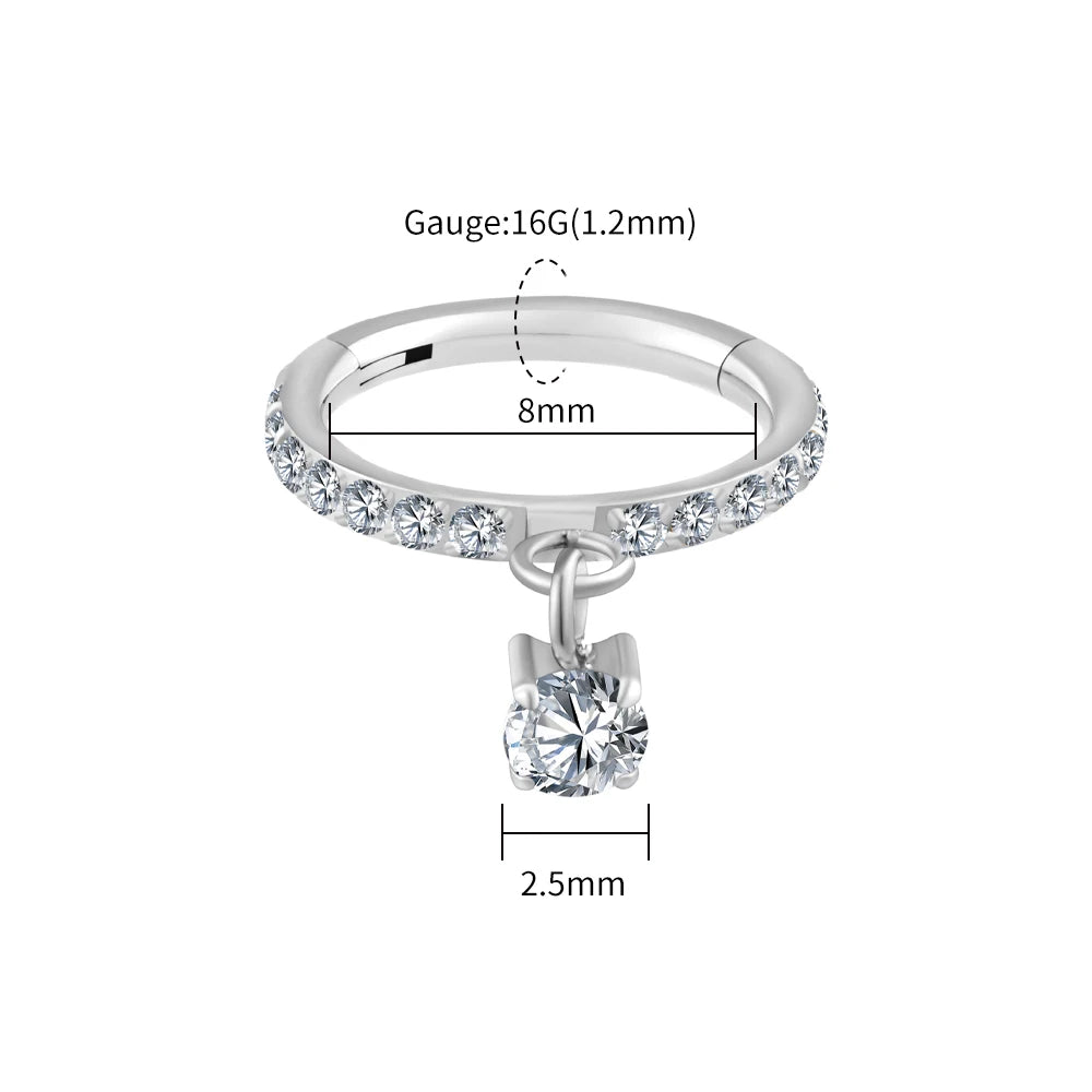 Titanium CZ Hoop Piercing Ring