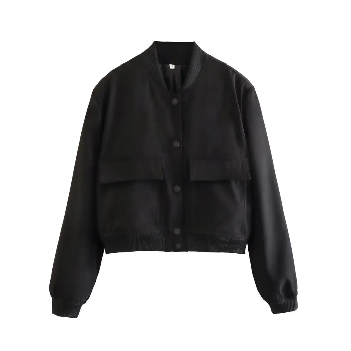V-Neck Single-Breasted Bomber Jacket