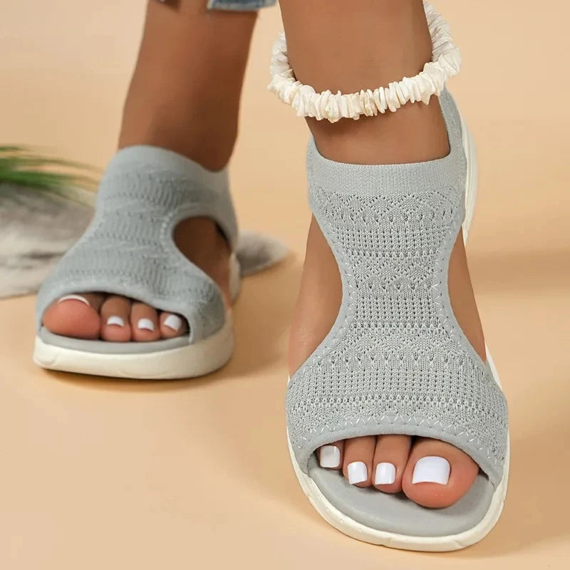 Mesh Knit Wedge Beach Sandals