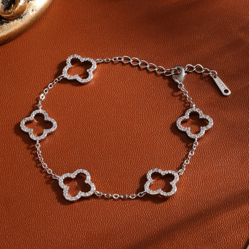Elegant Four-Leaf Clover Bracelet