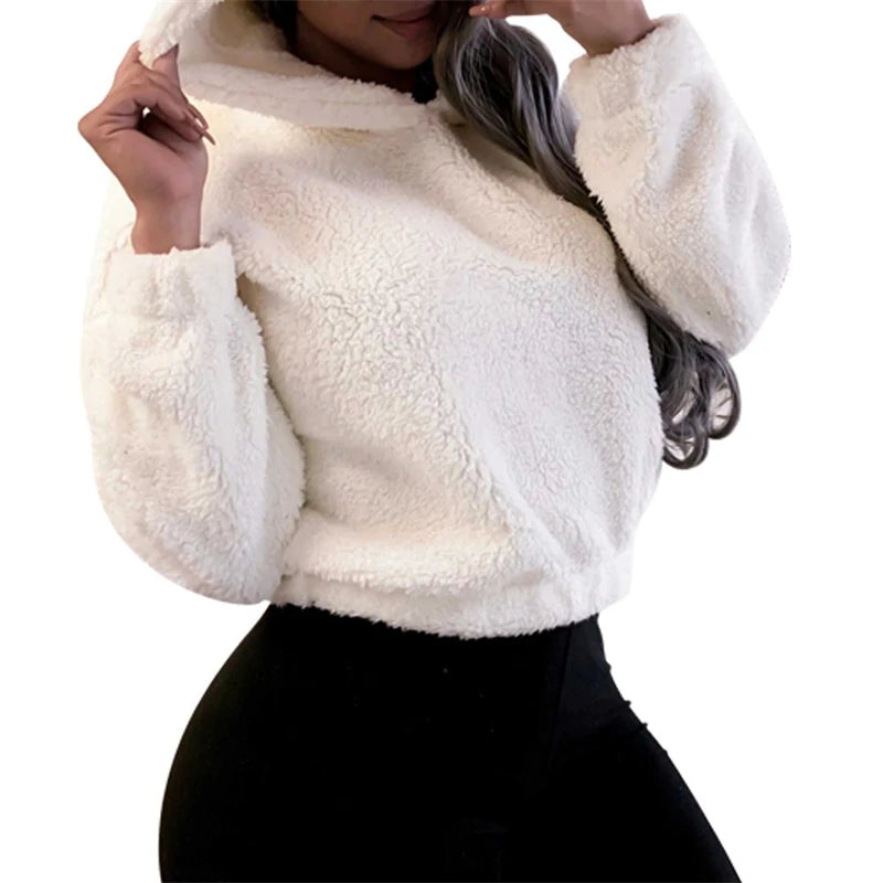 Fluffy Bear Ear Hooded Sweatshirt