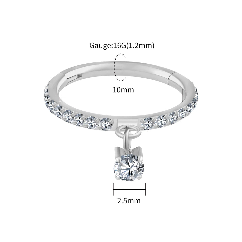 Titanium CZ Hoop Piercing Ring