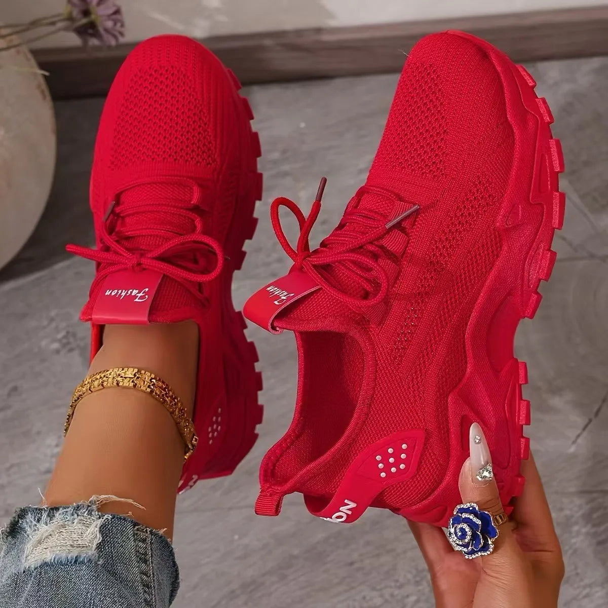 Chunky Knit Platform Trainers