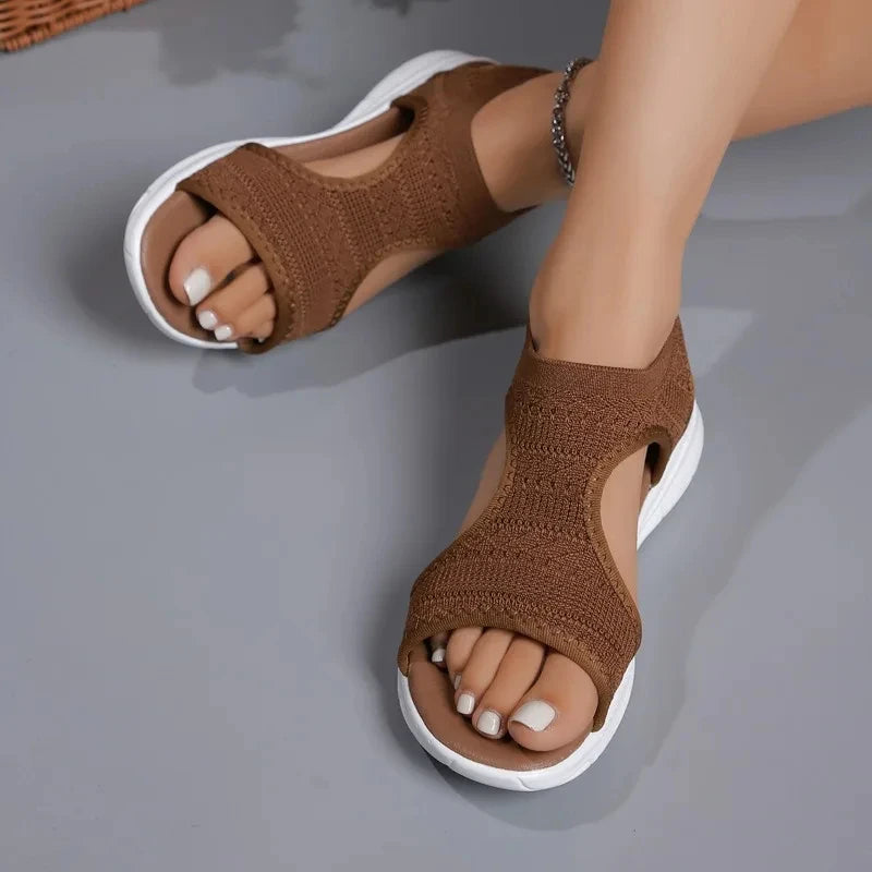 Mesh Knit Wedge Beach Sandals