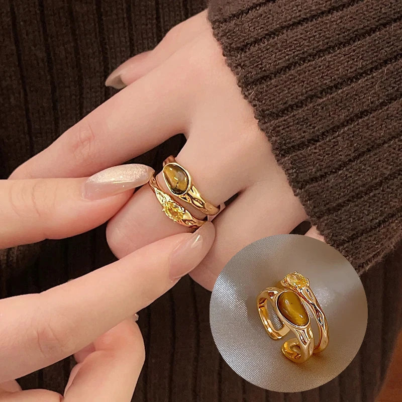 Geometric Rhinestone Open Ring