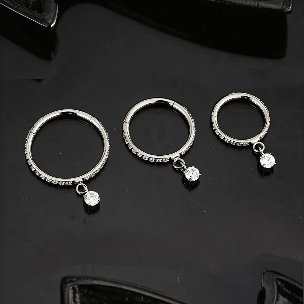 Titanium CZ Hoop Piercing Ring