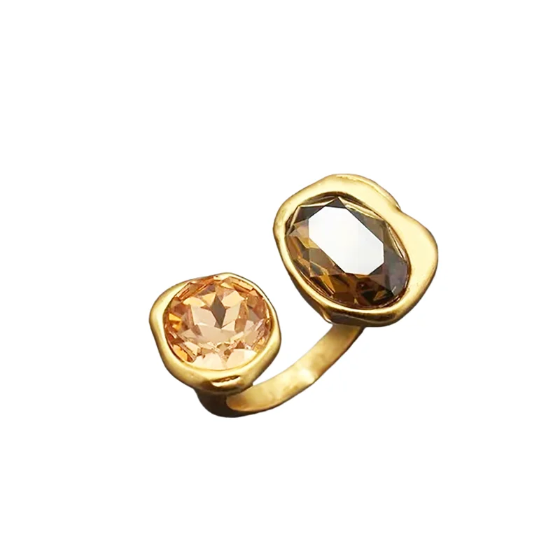 Geometric Rhinestone Open Ring