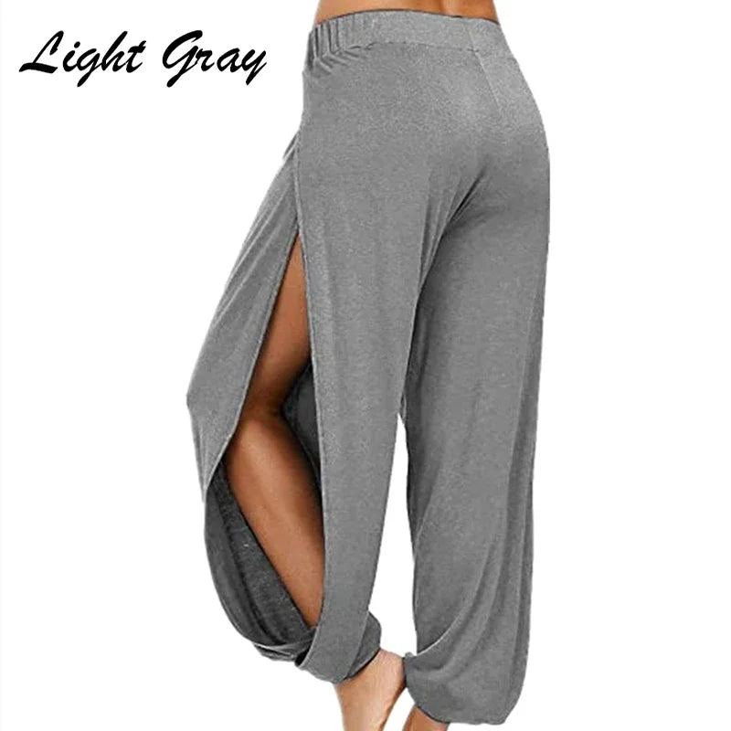 High-Slit Wide-Leg Harem Trousers