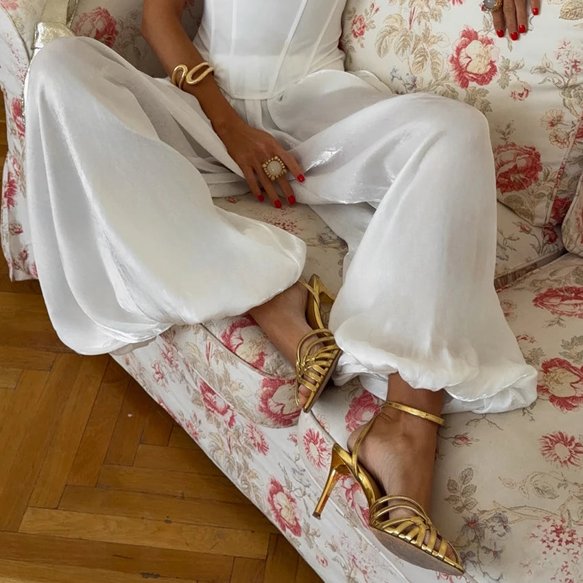 Silk Crepe High-Waist Trousers