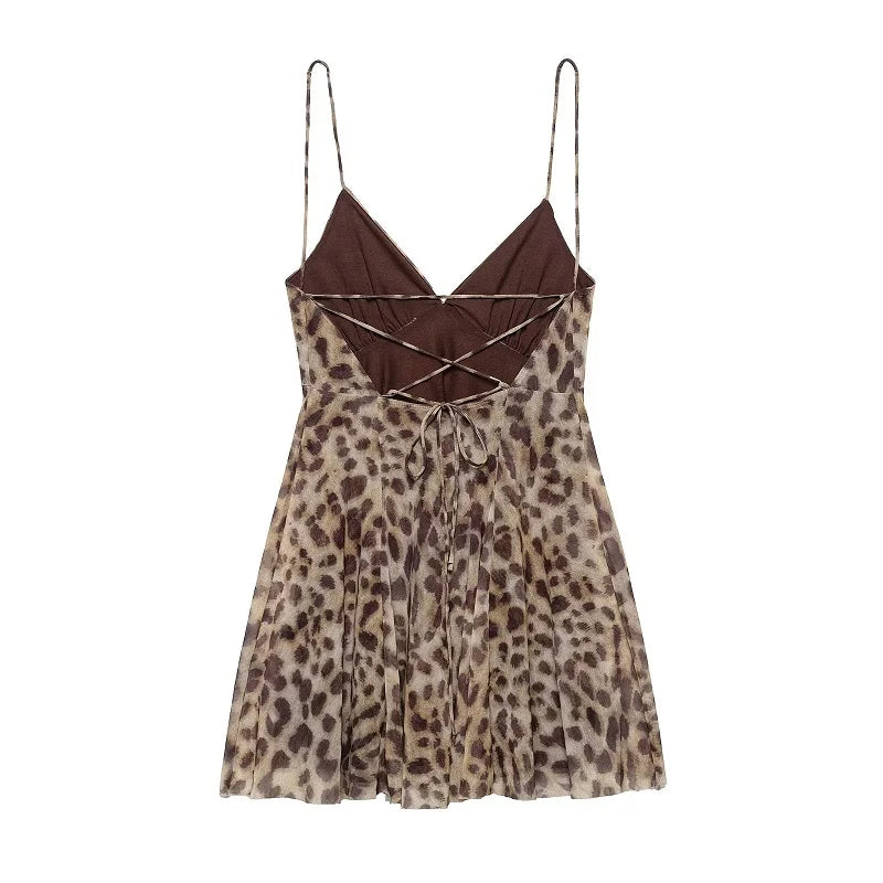 Leopard Print Draped Slip Dress