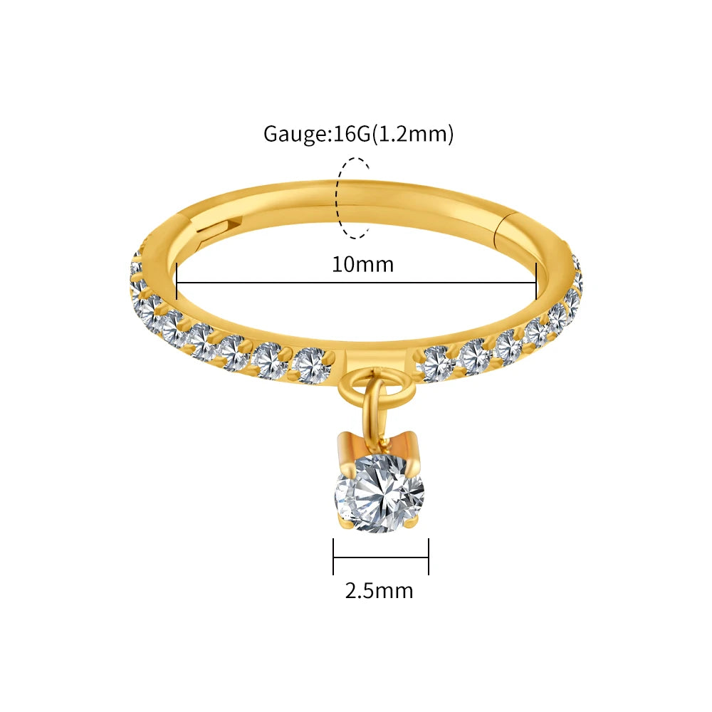 Titanium CZ Hoop Piercing Ring