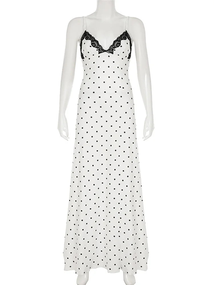 Lace V-Neck Patchwork Maxi Dress