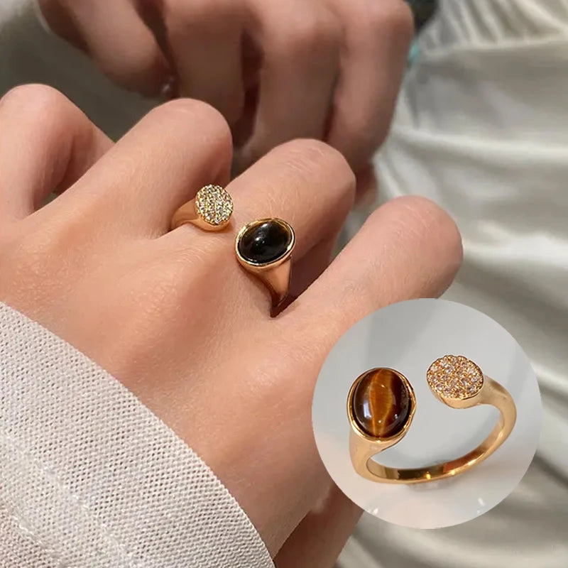 Geometric Rhinestone Open Ring