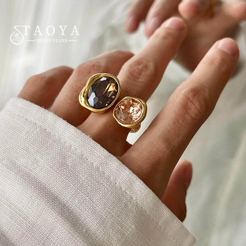 Geometric Rhinestone Open Ring