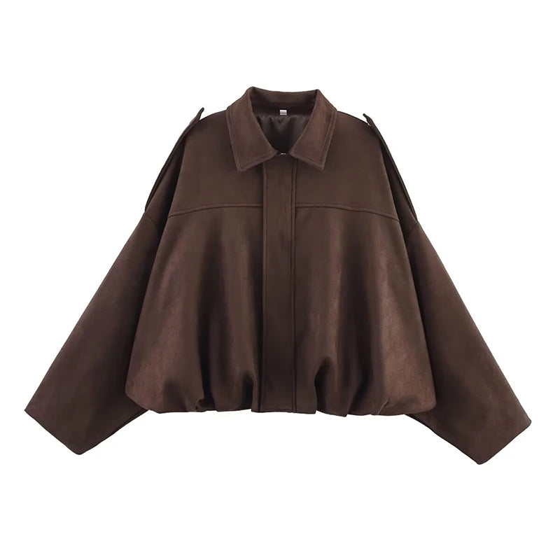 Vintage Turn-Down Collar Bomber Jacket